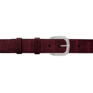 1 1/2" Burgundy Seasonal Belt with Oxford Cocktail Buckle in Polished Nickel