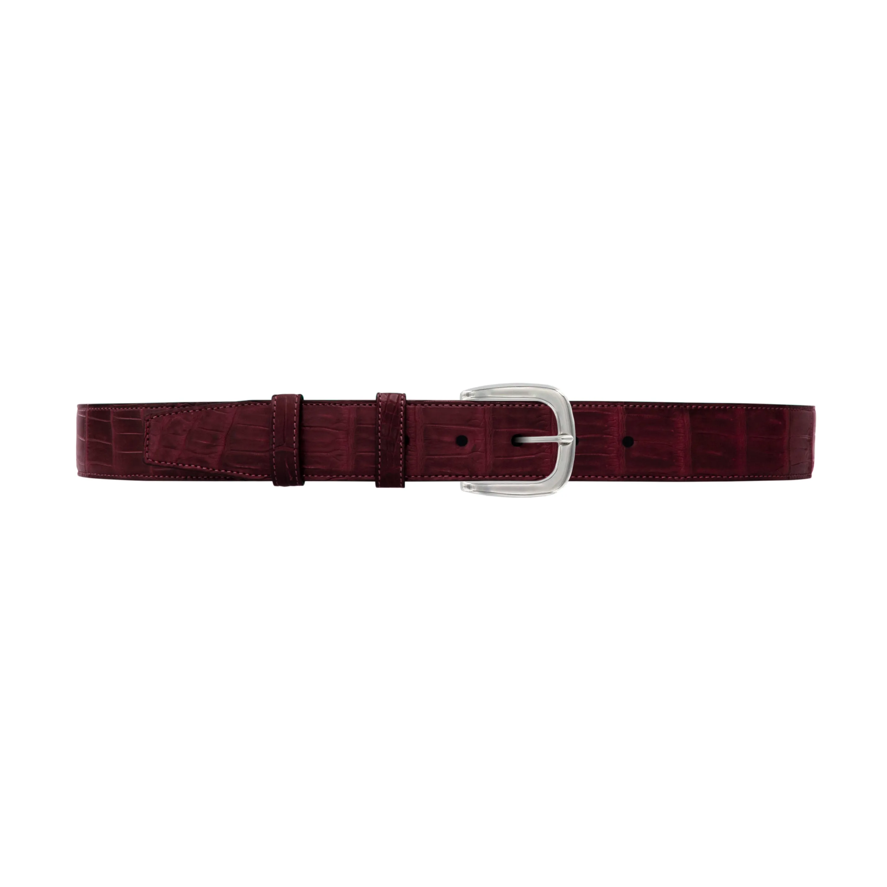1 1/2" Burgundy Seasonal Belt with Oxford Cocktail Buckle in Polished Nickel