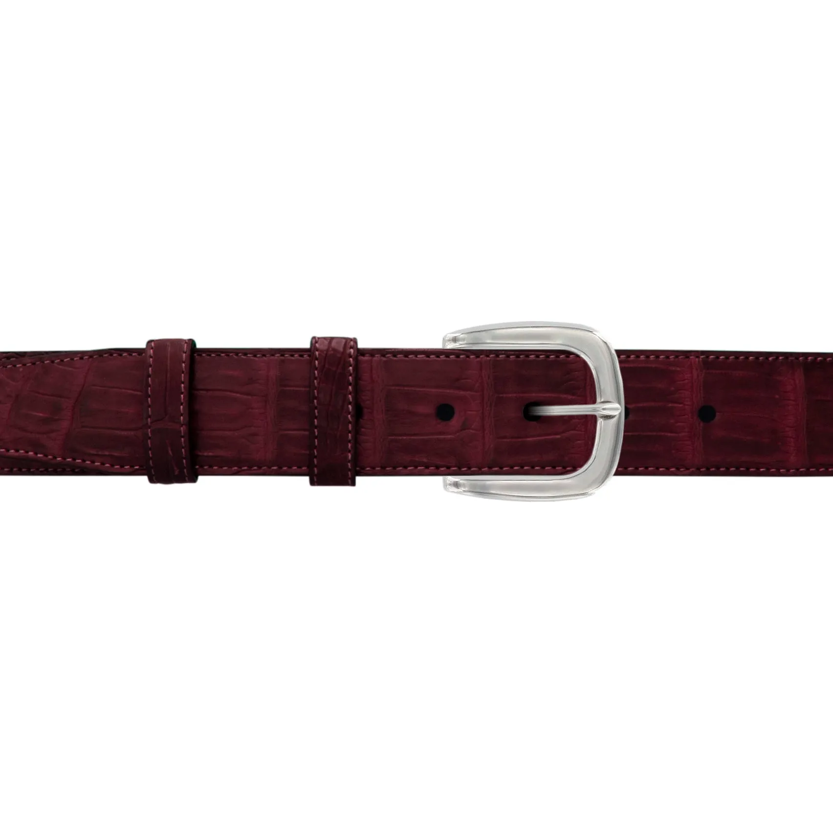 1 1/2" Burgundy Seasonal Belt with Oxford Cocktail Buckle in Polished Nickel
