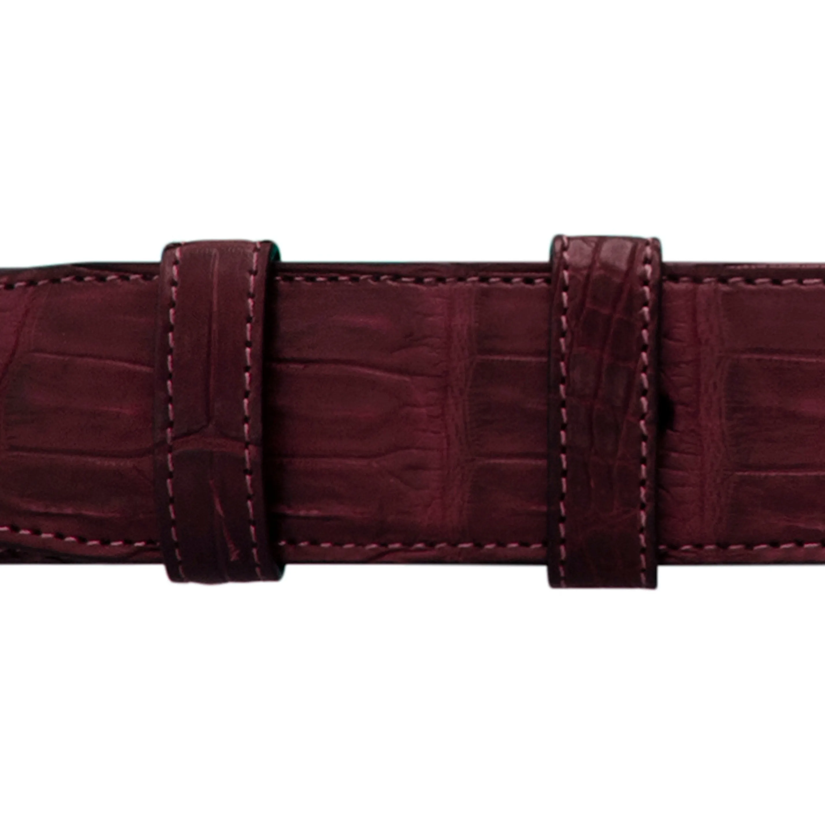 1 1/2" Burgundy Seasonal Belt with Oxford Cocktail Buckle in Polished Nickel
