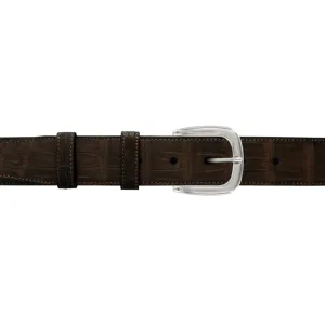 1 1/2" Espresso Classic Belt with Oxford Cocktail Buckle in Polished Nickel