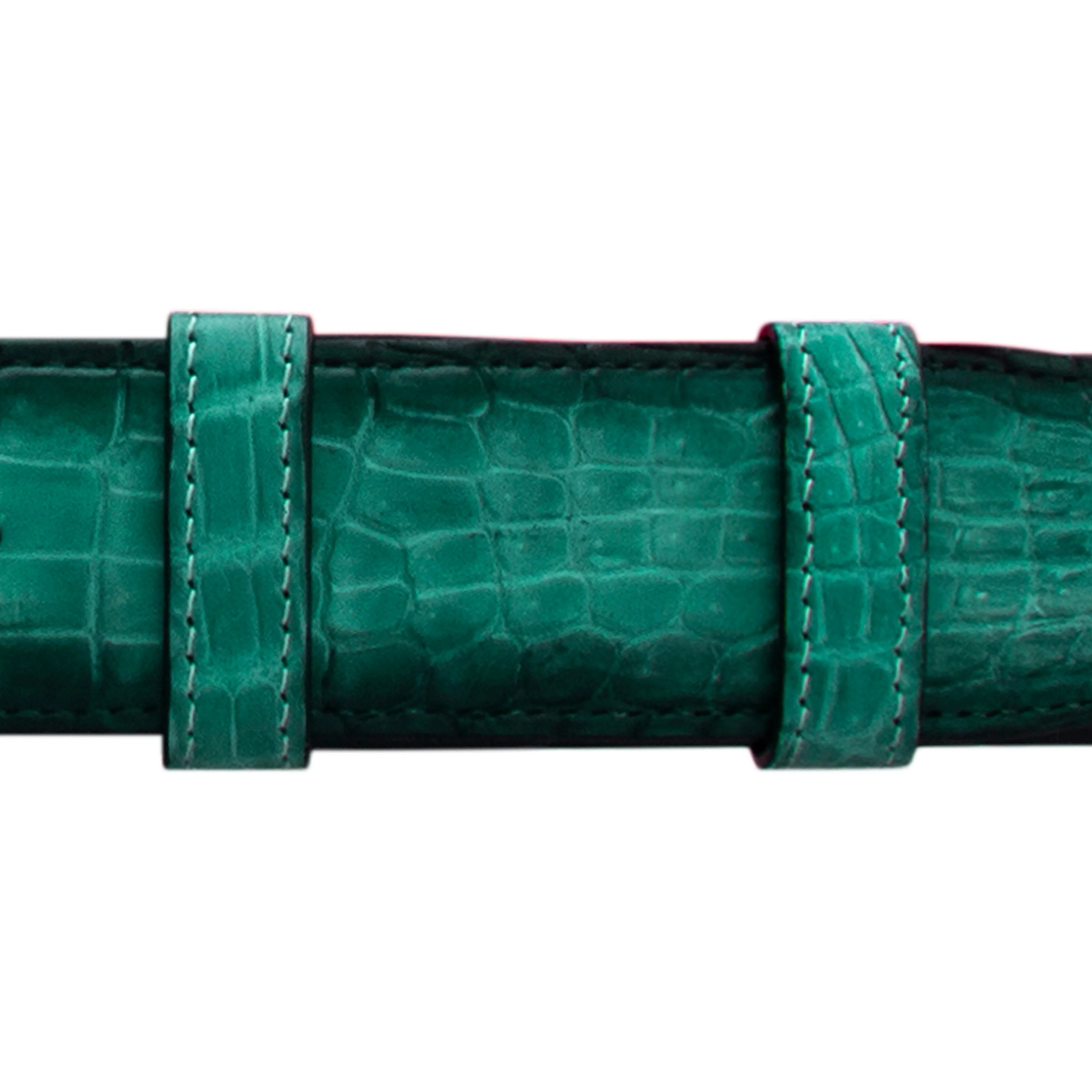 1 1/2" Ocean Patina Belt with Oxford Cocktail Buckle in Polished Nickel