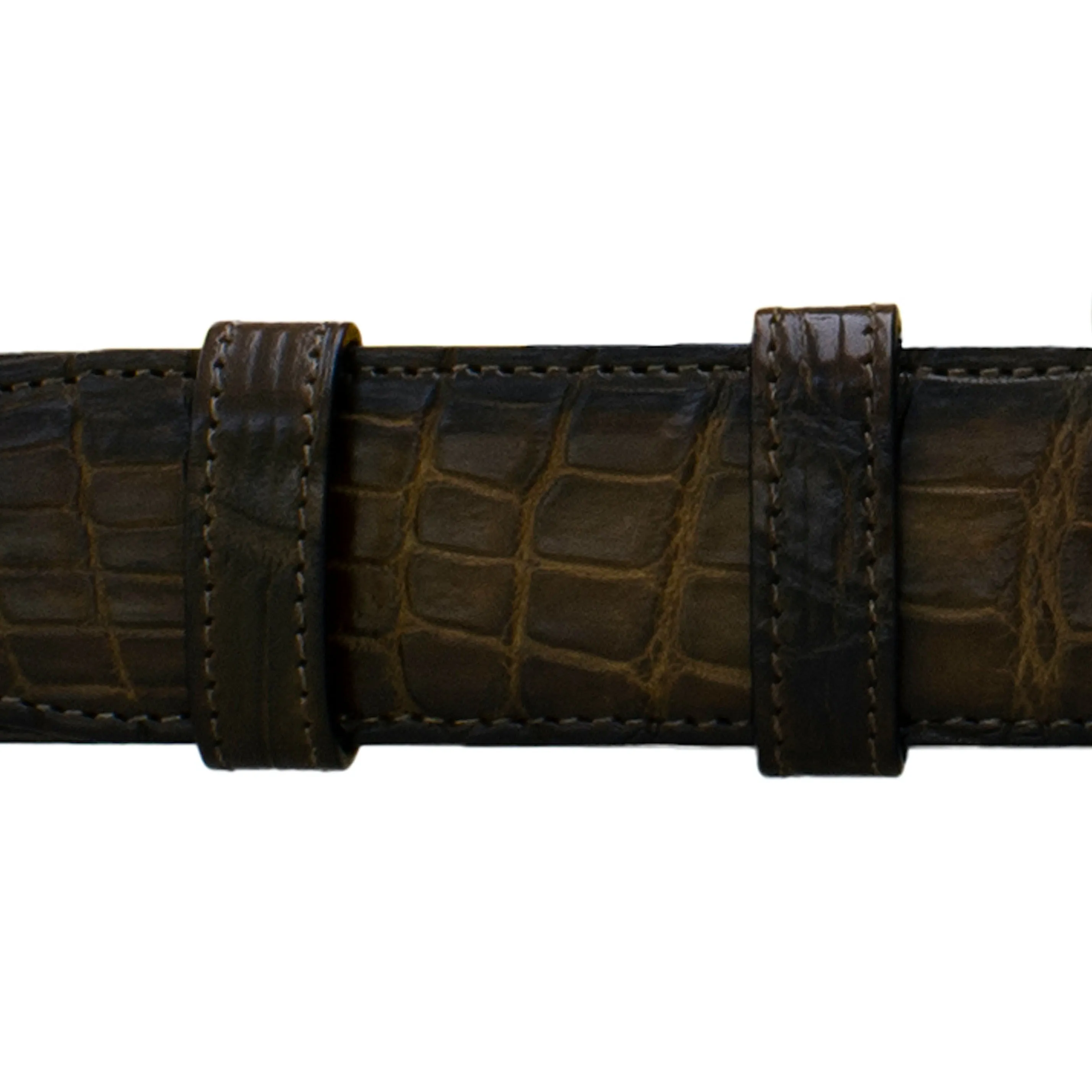 1 1/2" Walnut Patina Belt with Oxford Cocktail Buckle in Polished Nickel