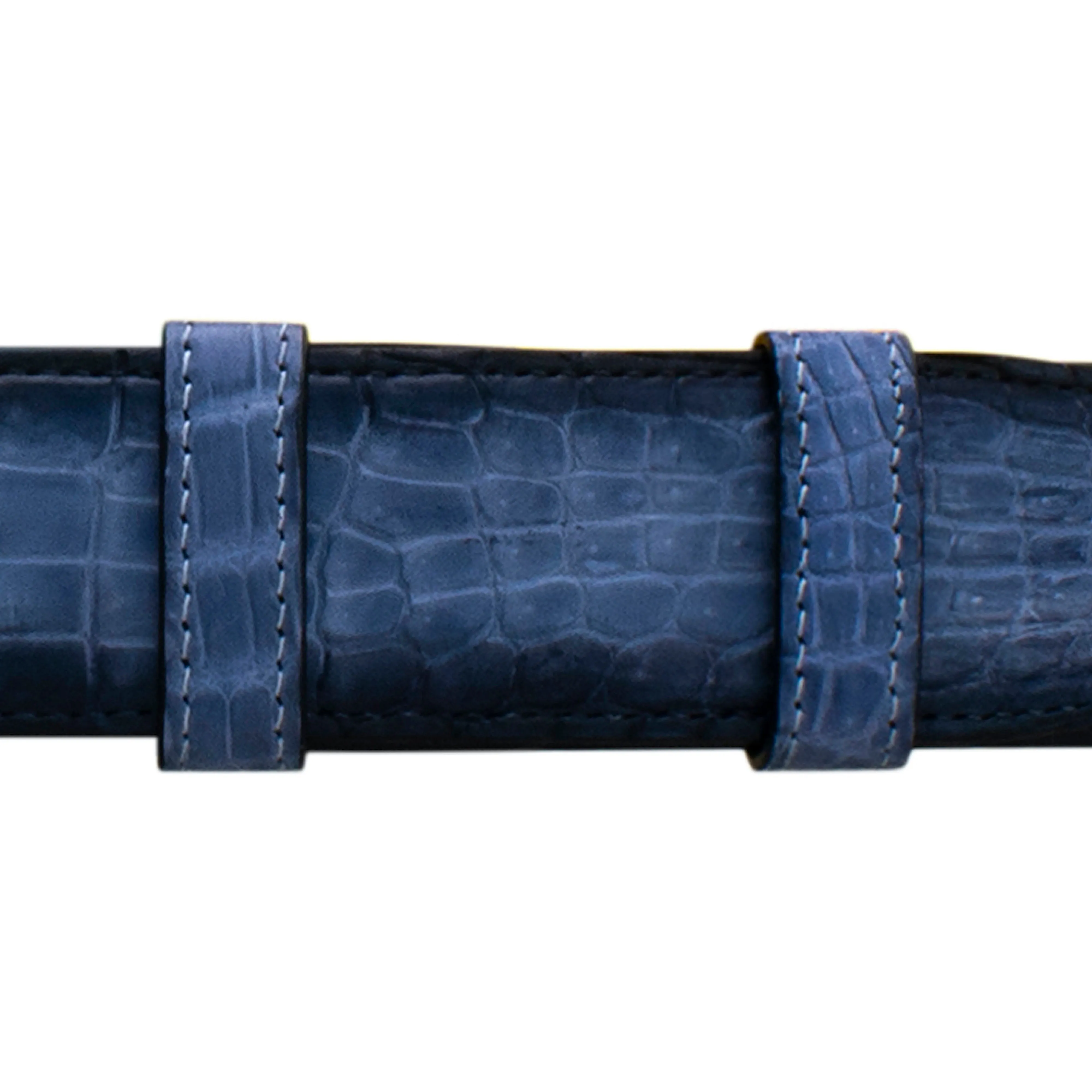 1 1/4" Azure Patina Belt with Oxford Cocktail Buckle in Polished Nickel