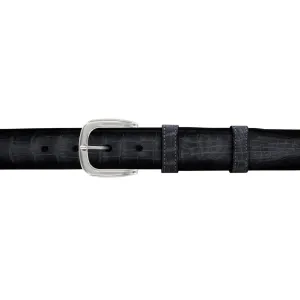 1 1/4" Charcoal Patina Belt with Oxford Cocktail Buckle in Polished Nickel