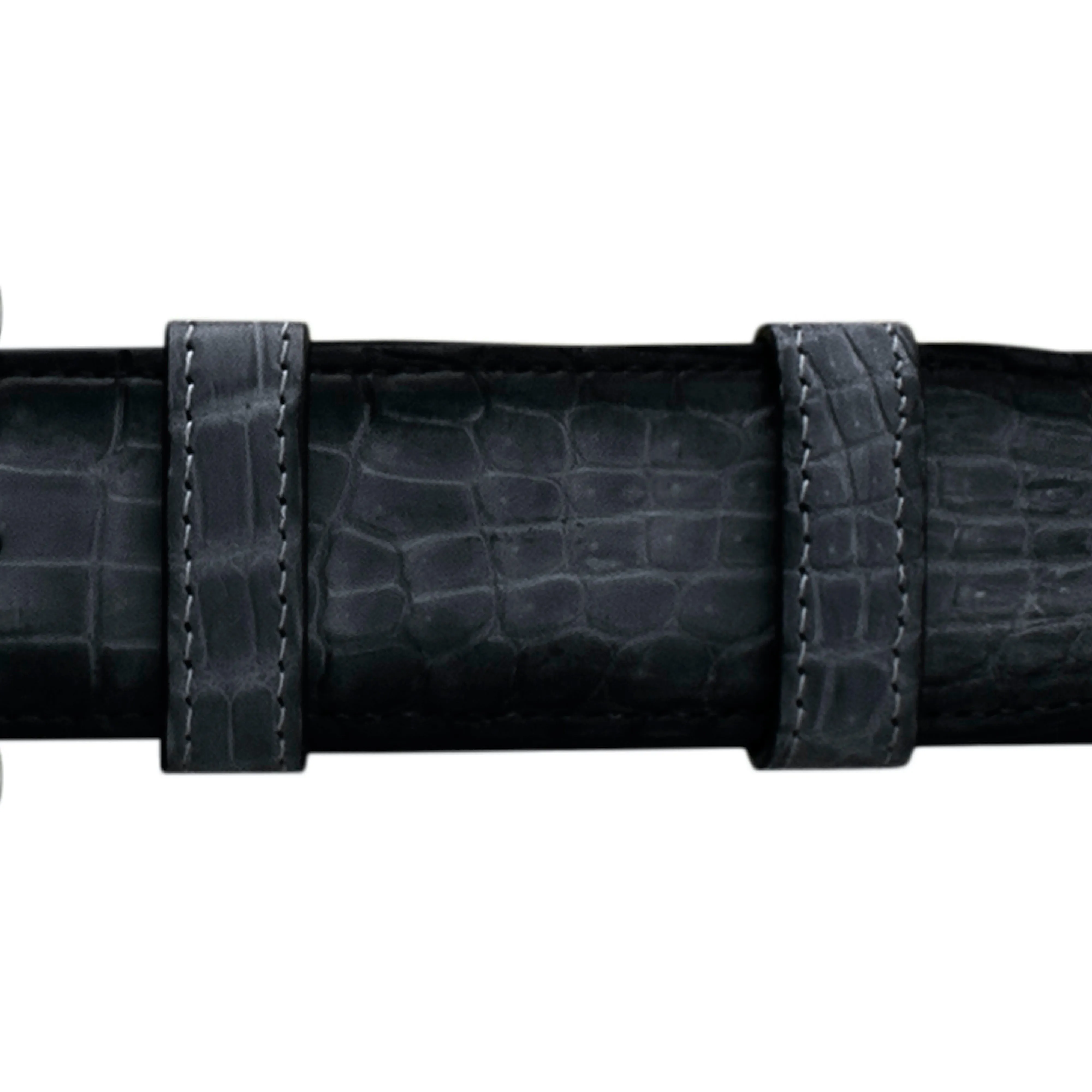 1 1/4" Charcoal Patina Belt with Oxford Cocktail Buckle in Polished Nickel