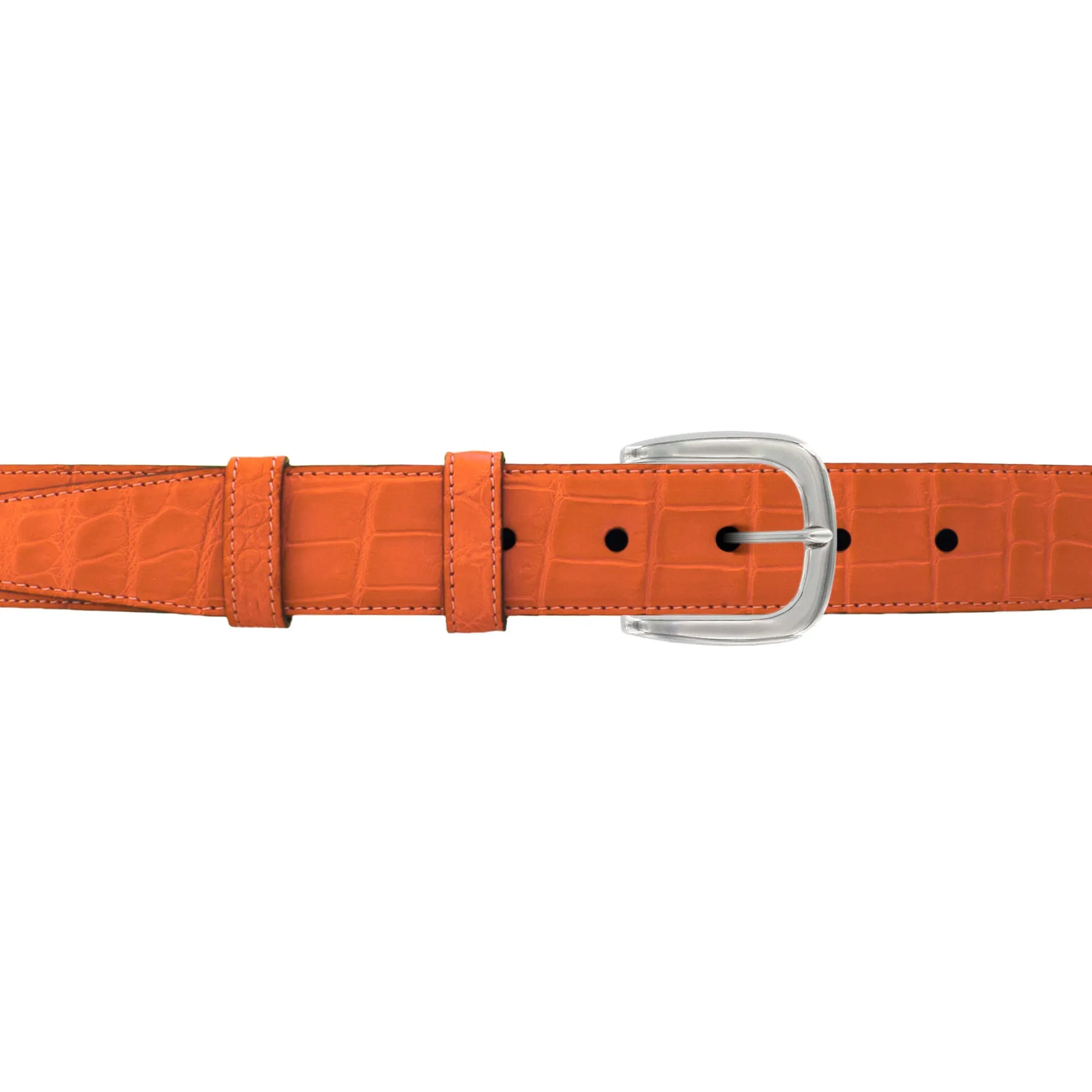 1 1/4" Orange Seasonal Belt with Oxford Cocktail Buckle in Polished Nickel