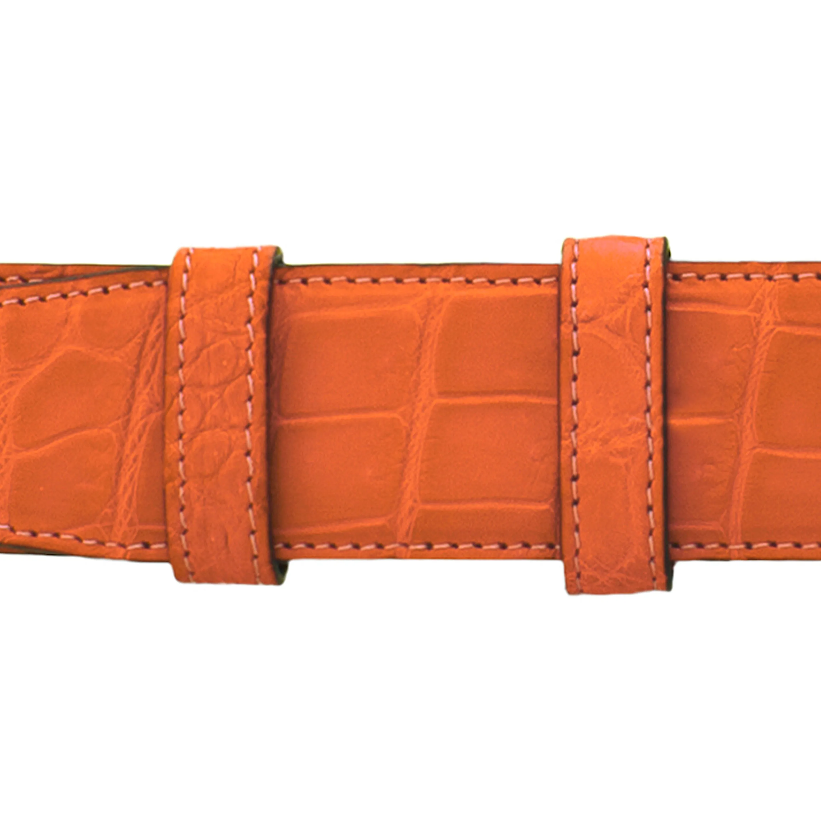 1 1/4" Orange Seasonal Belt with Oxford Cocktail Buckle in Polished Nickel