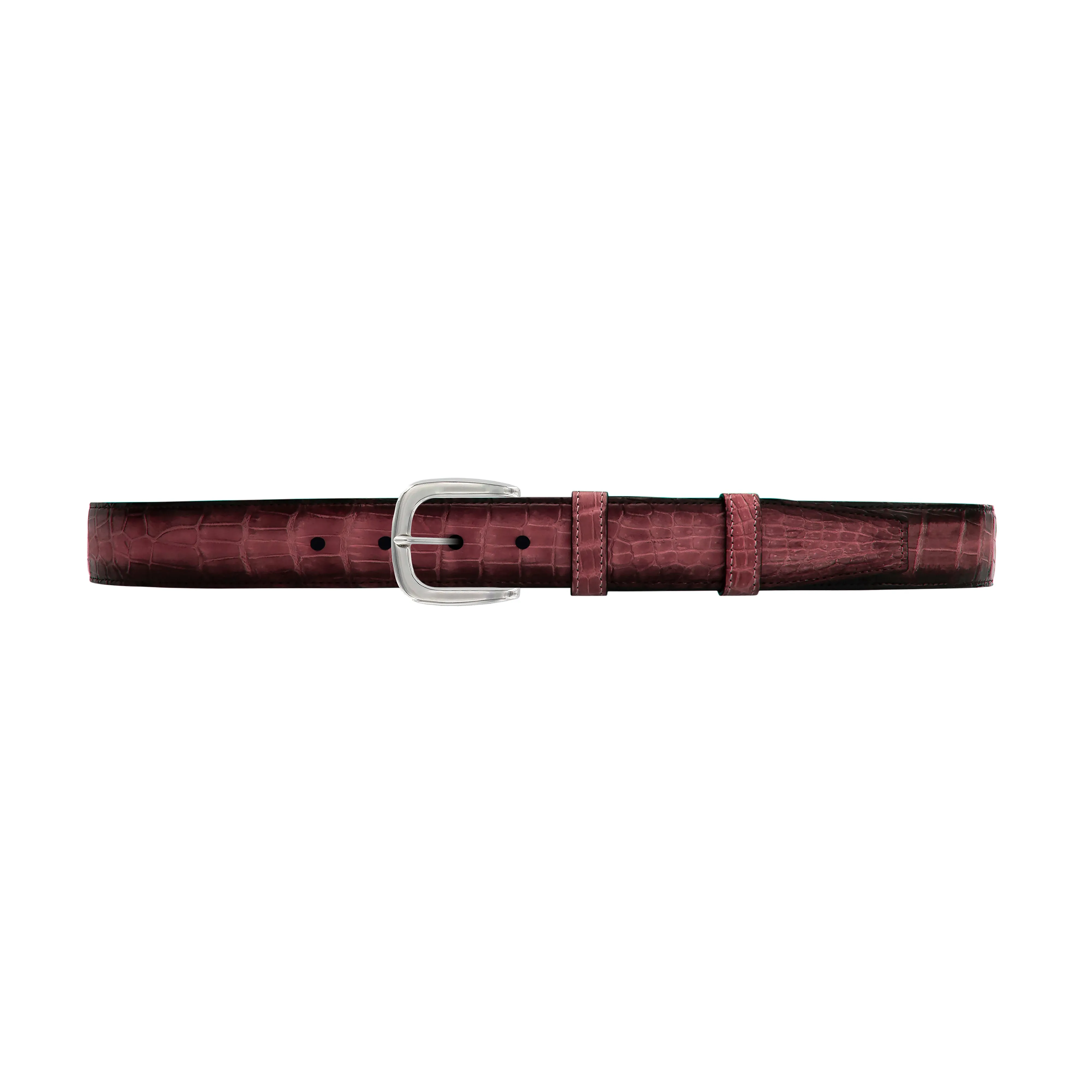 1 1/4" Rosewood Patina Belt with Oxford Cocktail Buckle in Polished Nickel