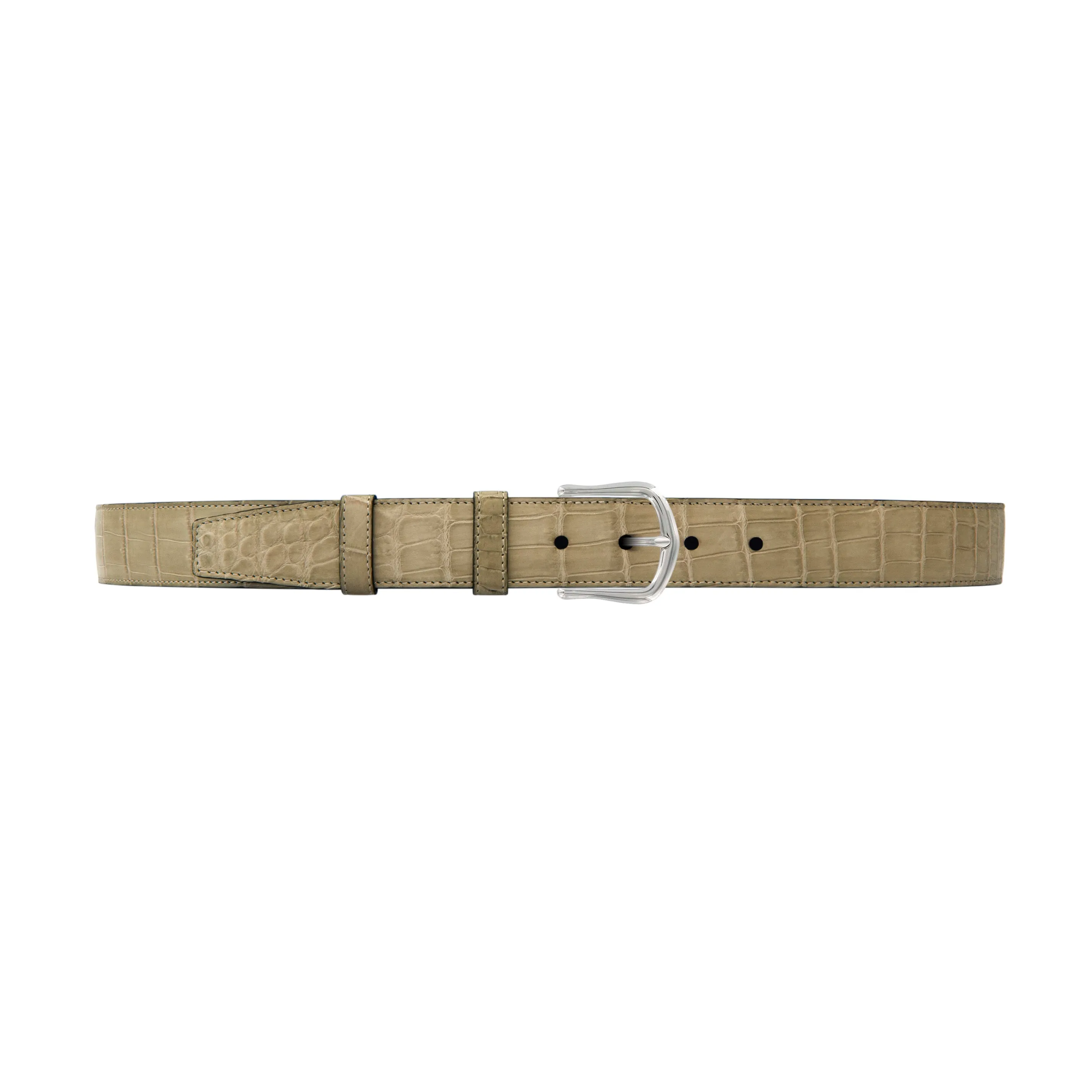 1 1/4" Sand Classic Belt with Derby Cocktail Buckle in Polished Nickel
