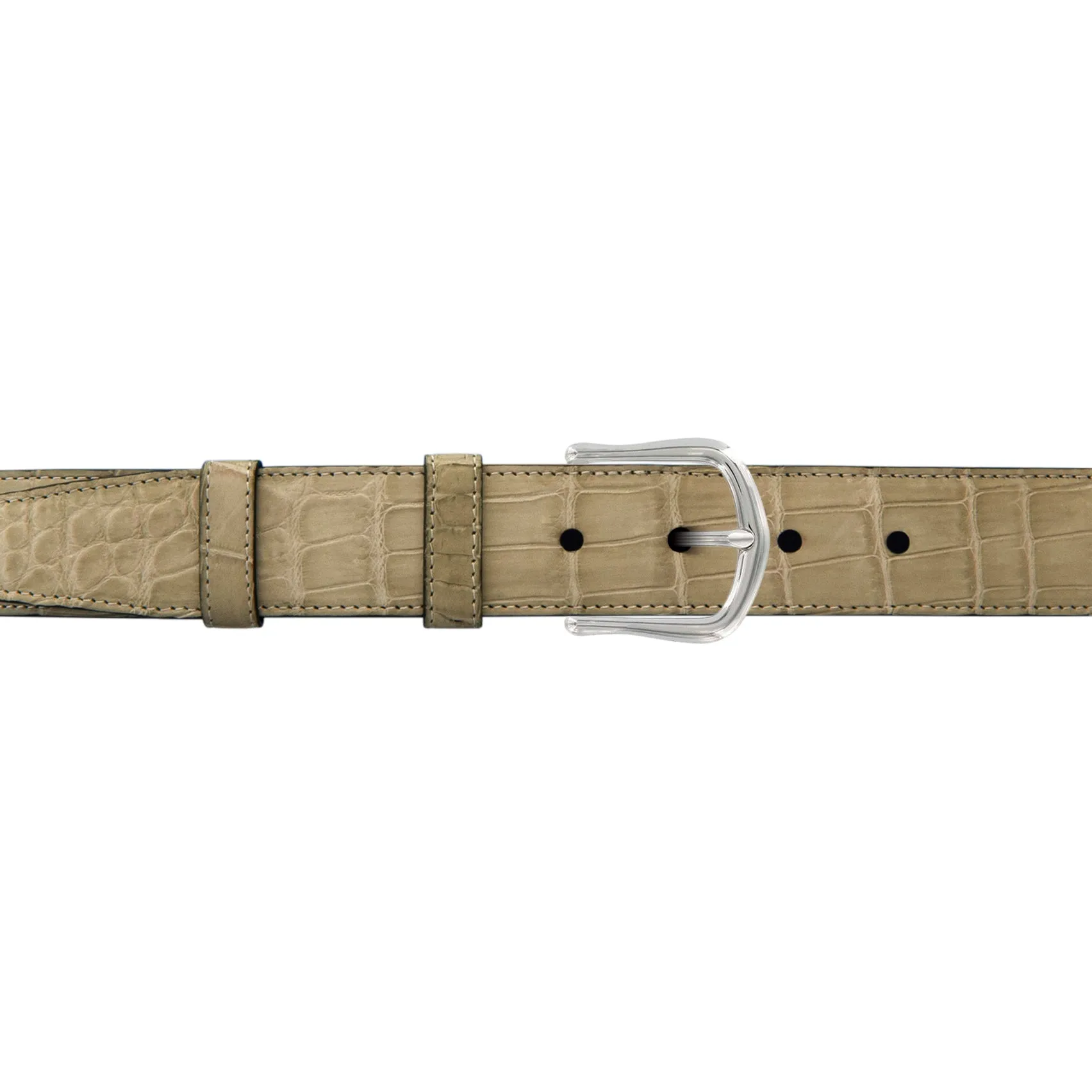 1 1/4" Sand Classic Belt with Derby Cocktail Buckle in Polished Nickel