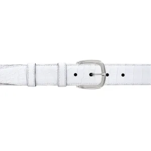 1 1/4" White Classic Belt with Oxford Cocktail Buckle in Polished Nickel