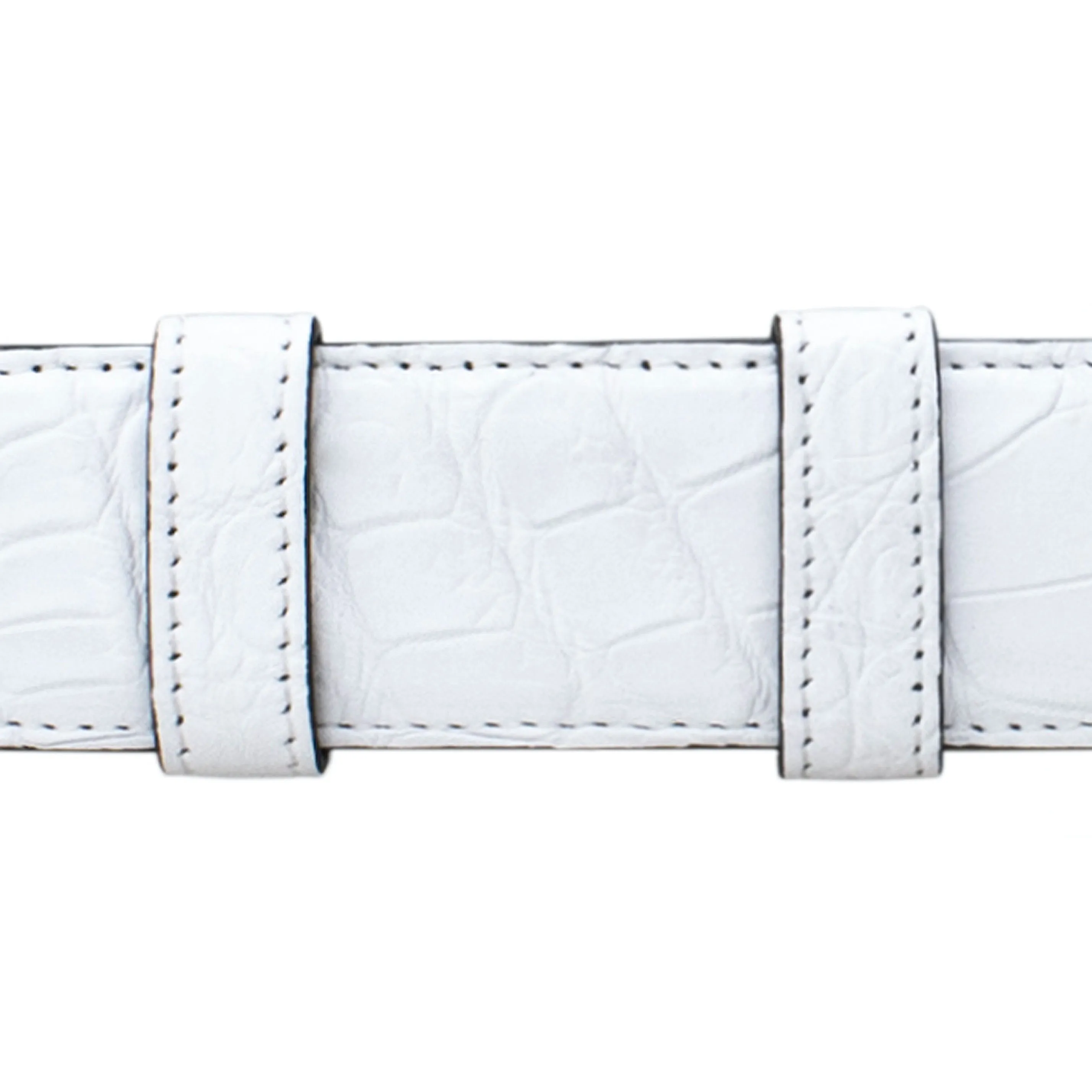 1 1/4" White Classic Belt with Oxford Cocktail Buckle in Polished Nickel