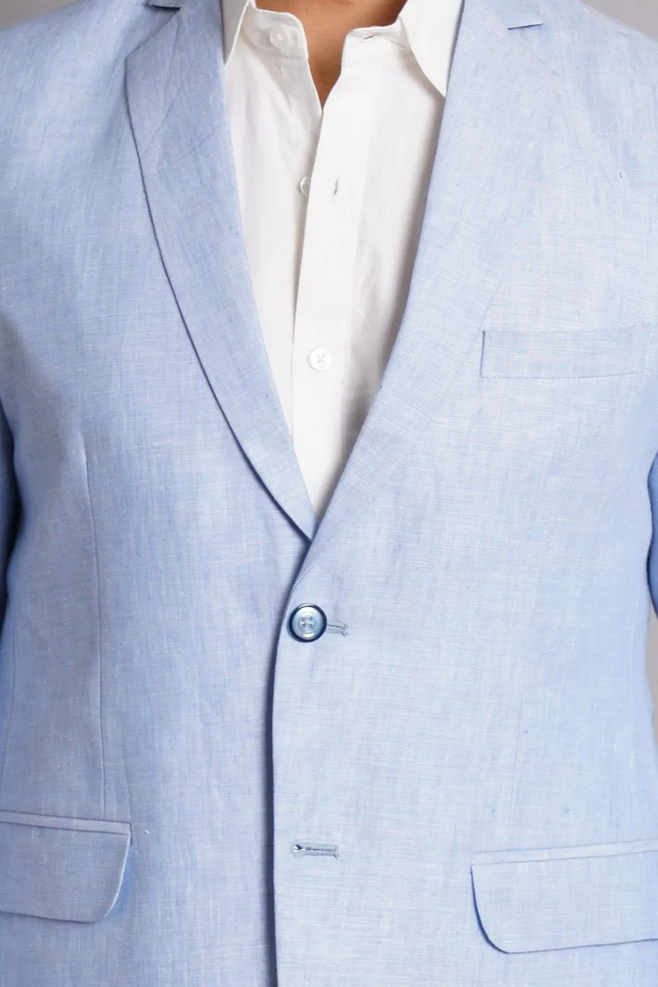 100% Pure Linen Sky Blue Blazer