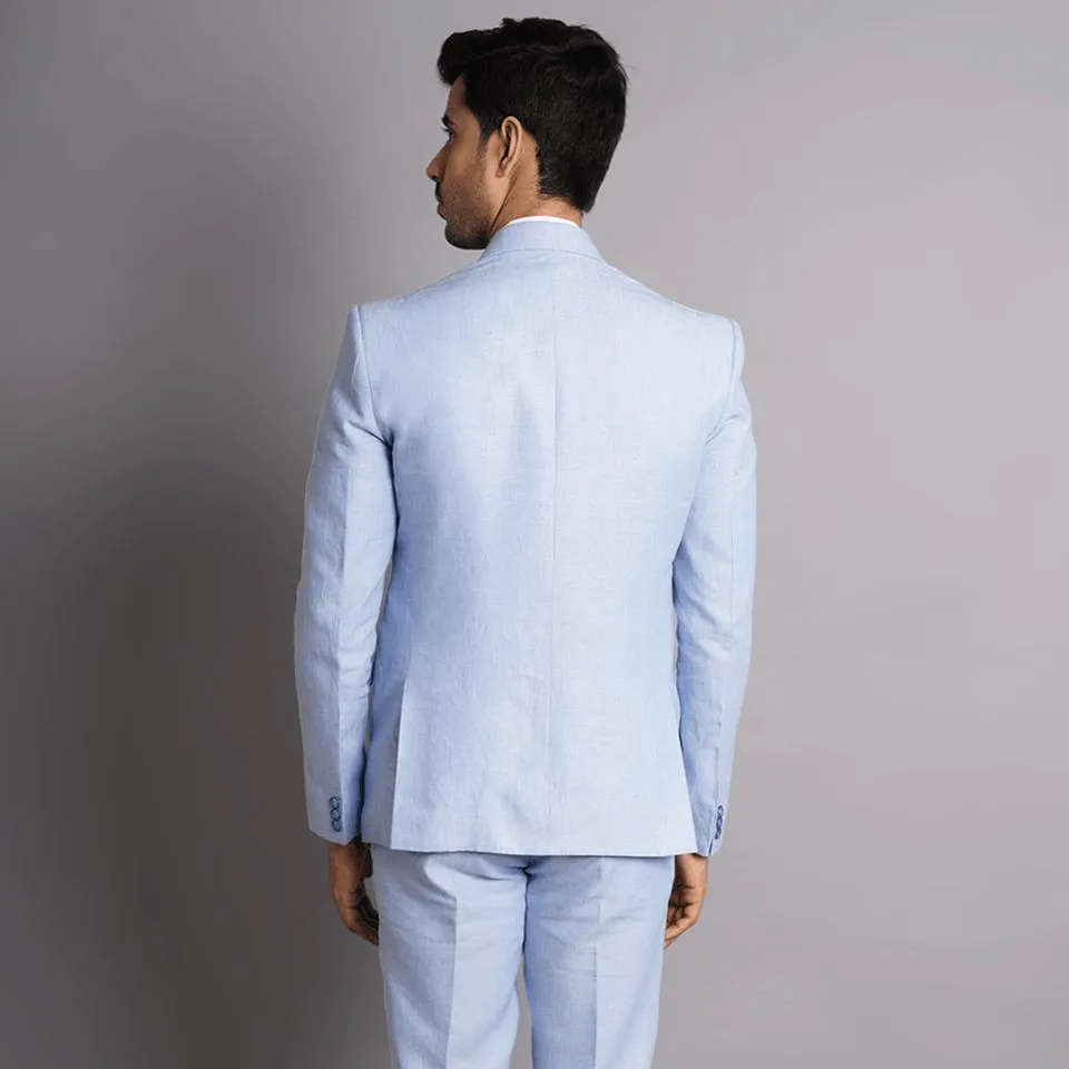 100% Pure Linen Sky Blue Blazer