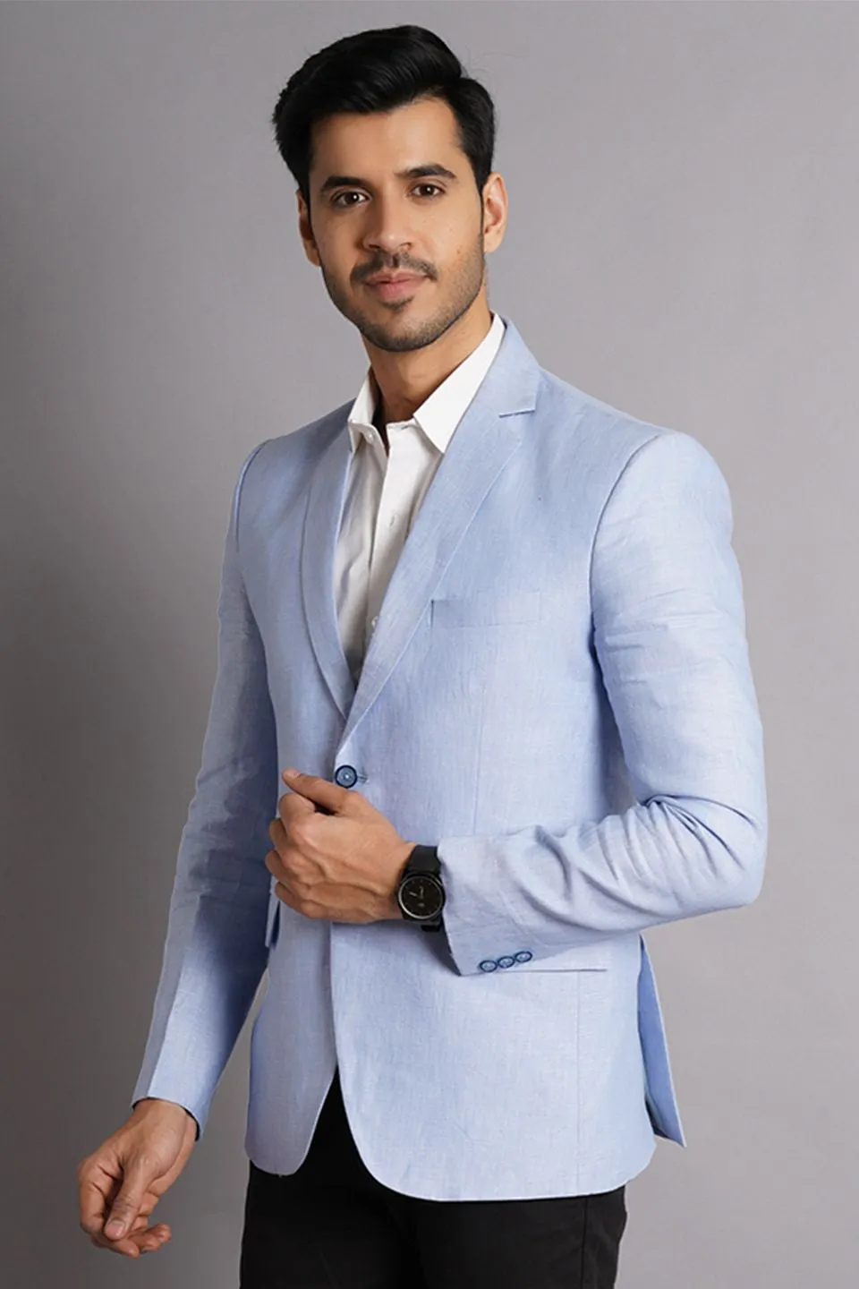 100% Pure Linen Sky Blue Blazer
