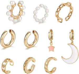 10pcs GOLD Cuff Cartilage Earrings