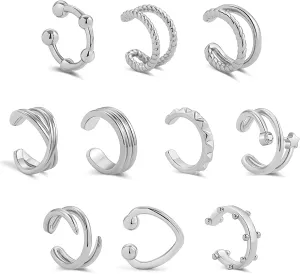 10pcs Silver Cartilage Earrings