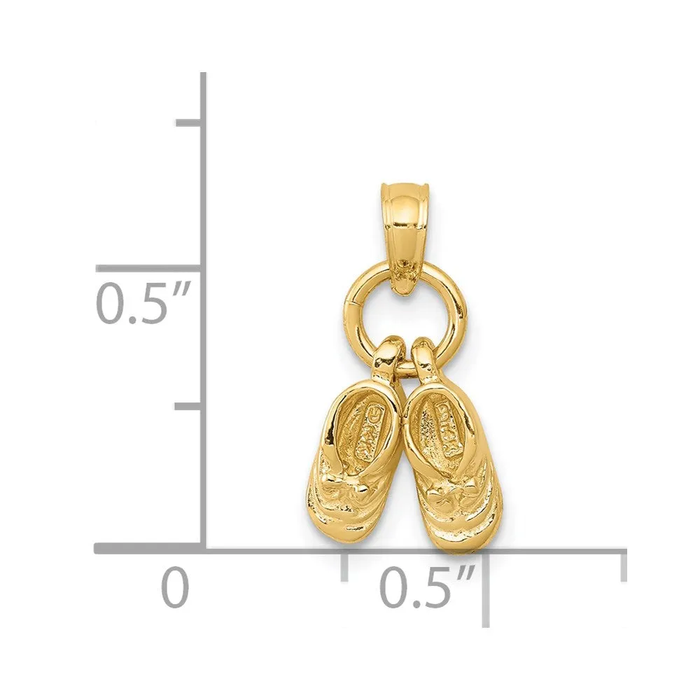 14k 3D Moveable Baby Shoes Charm