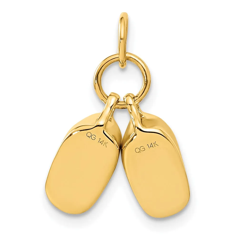 14k 3D Moveable Polished Baby Shoes Charm