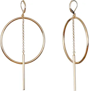 14k Gold Plated Dangle Hoop Earrings for Women