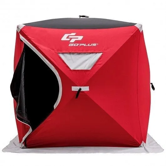 2-person Portable Ice Shelter Fishing Tent with Bag - Color: Red