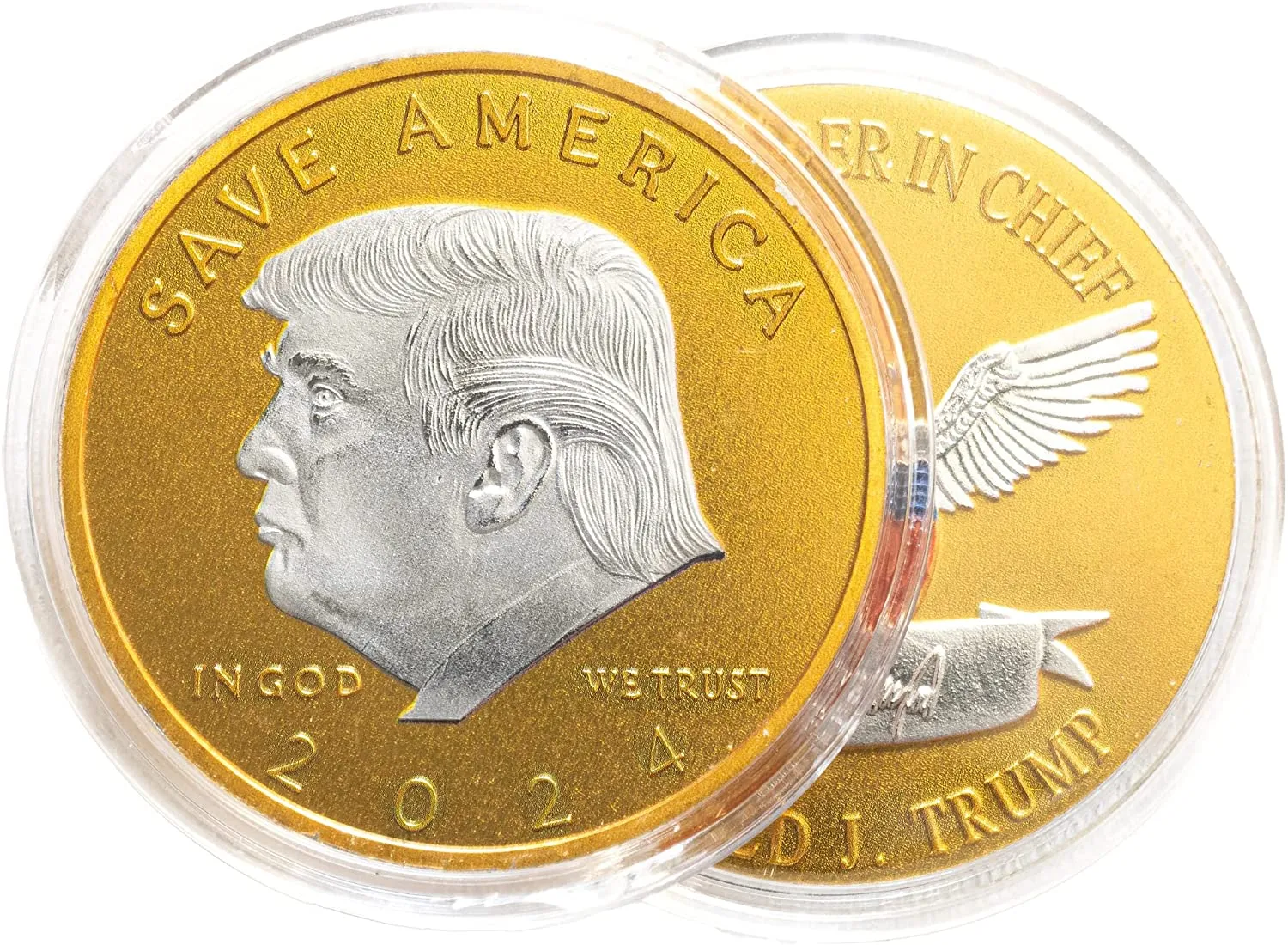 2 Tone Trump Coins 2024 w Coin Case