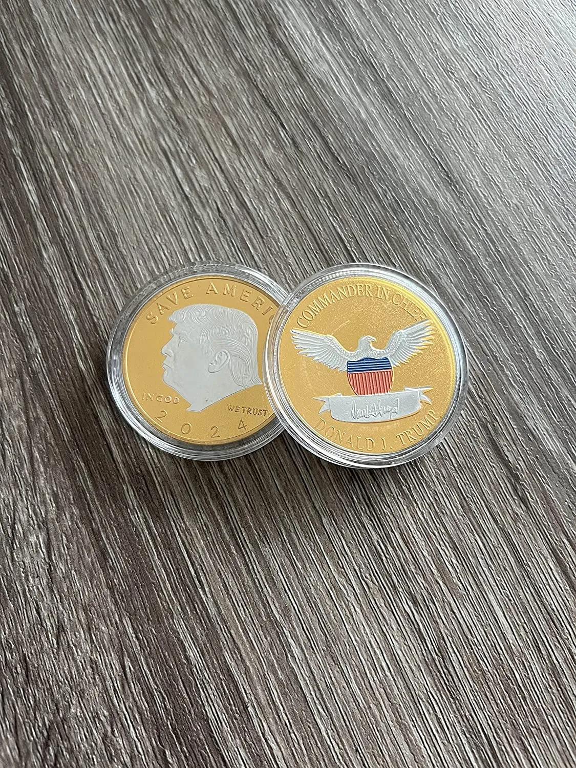 2 Tone Trump Coins 2024 w Coin Case