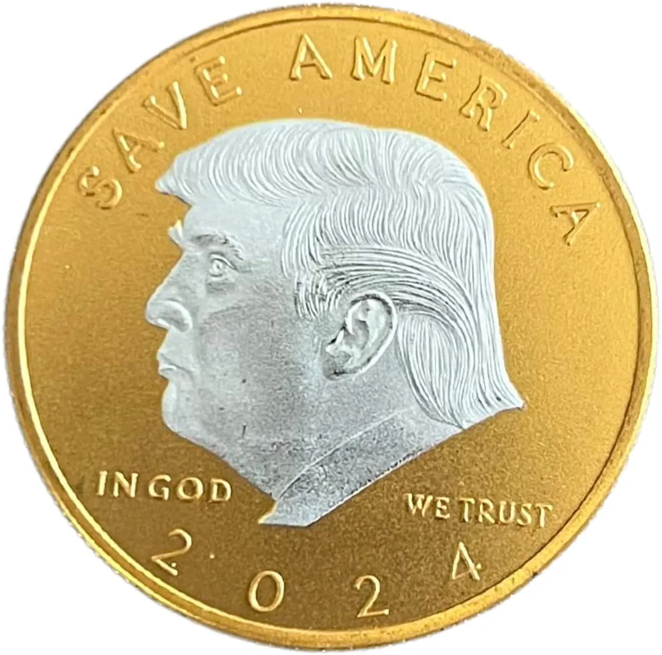 2 Tone Trump Coins 2024 w Coin Case