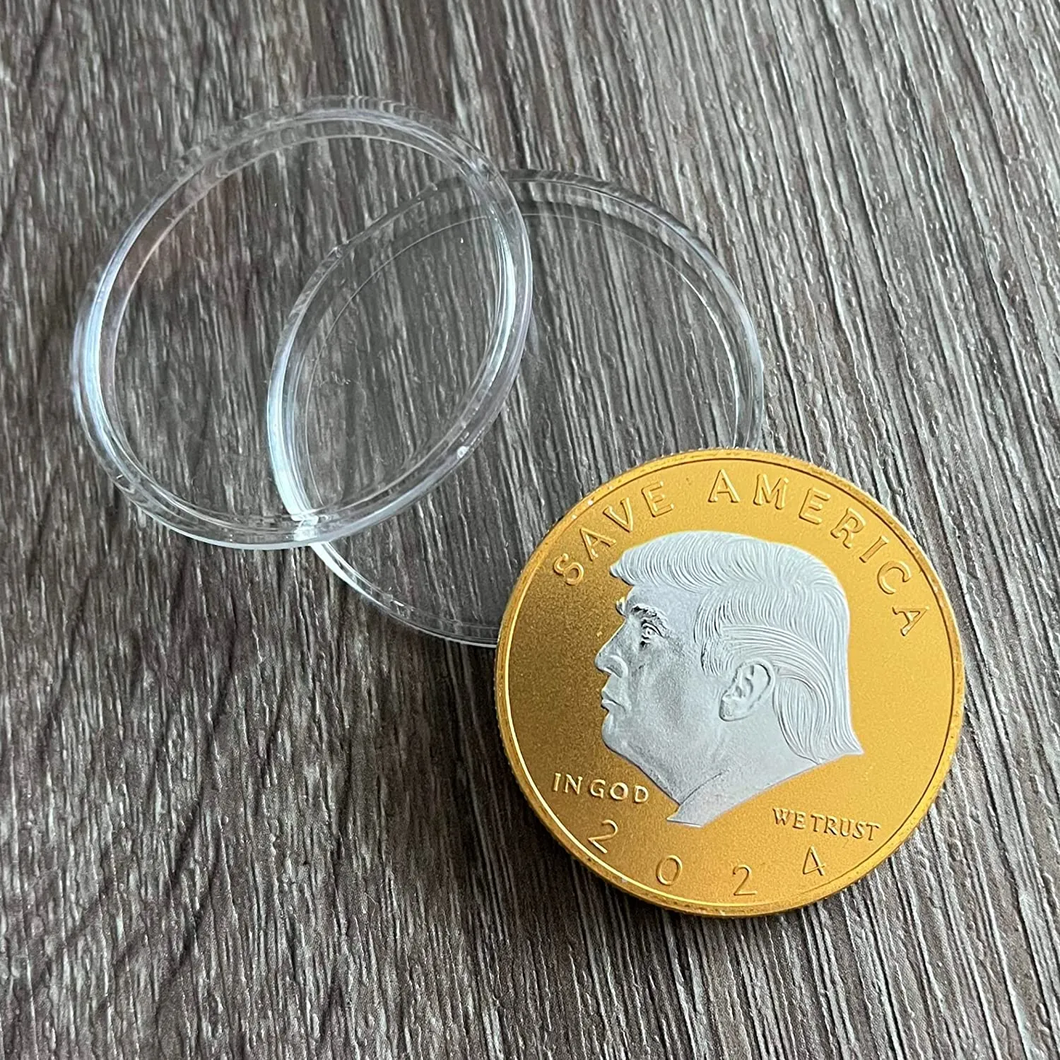 2 Tone Trump Coins 2024 w Coin Case