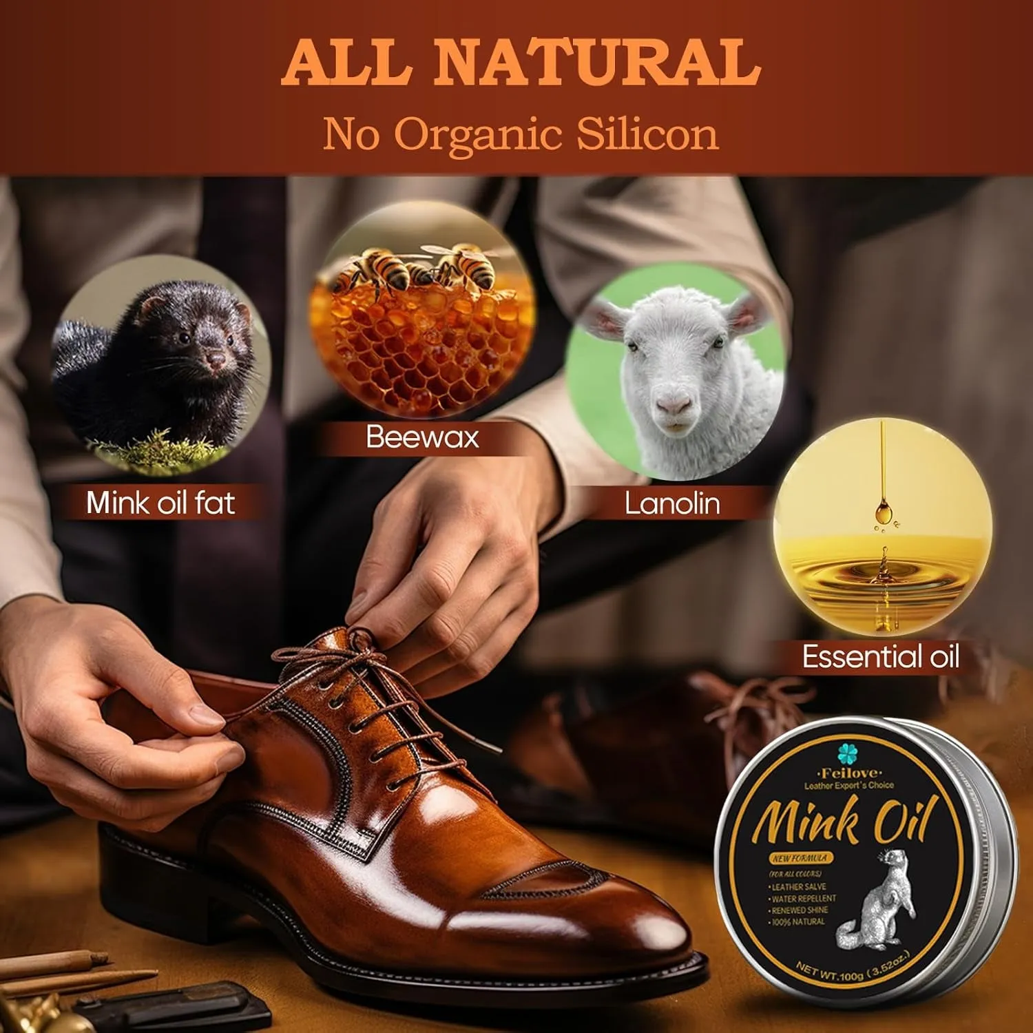 4-in-1 Mink Oil Leather Conditioner Cleaner 3.5 oz