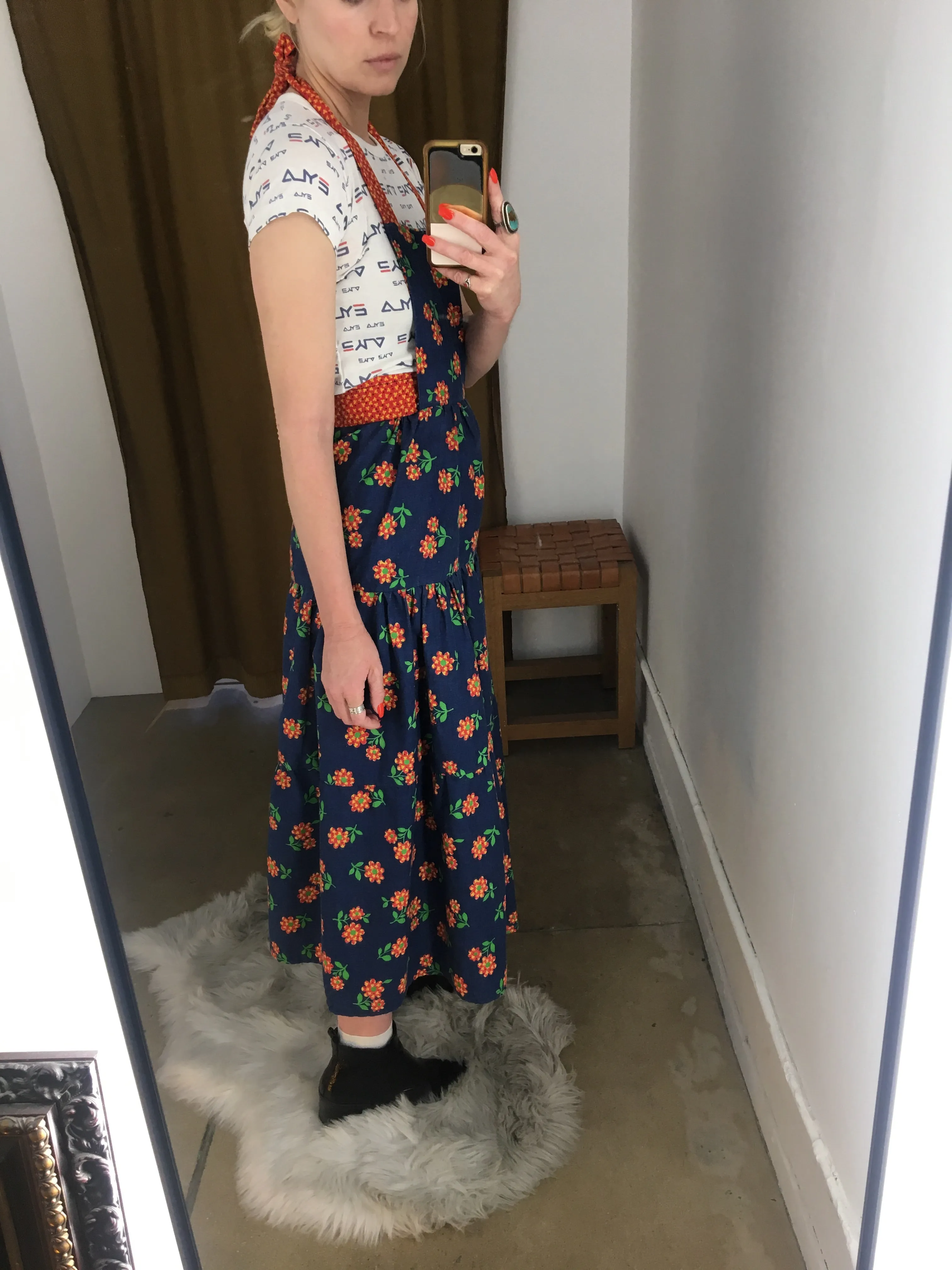 70’s HANDMADE FLORAL JUMPER / SMALL
