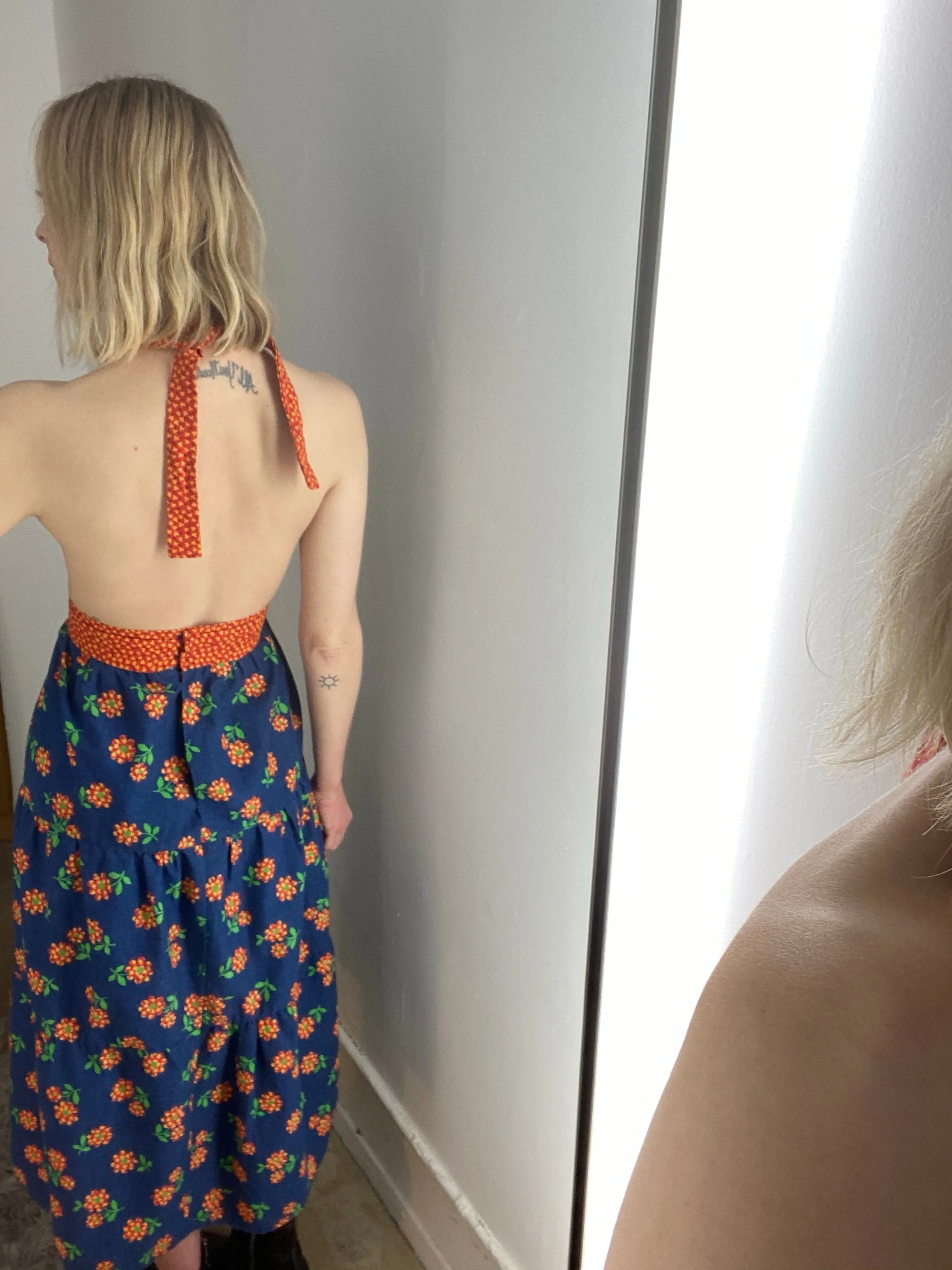 70’s HANDMADE FLORAL JUMPER / SMALL