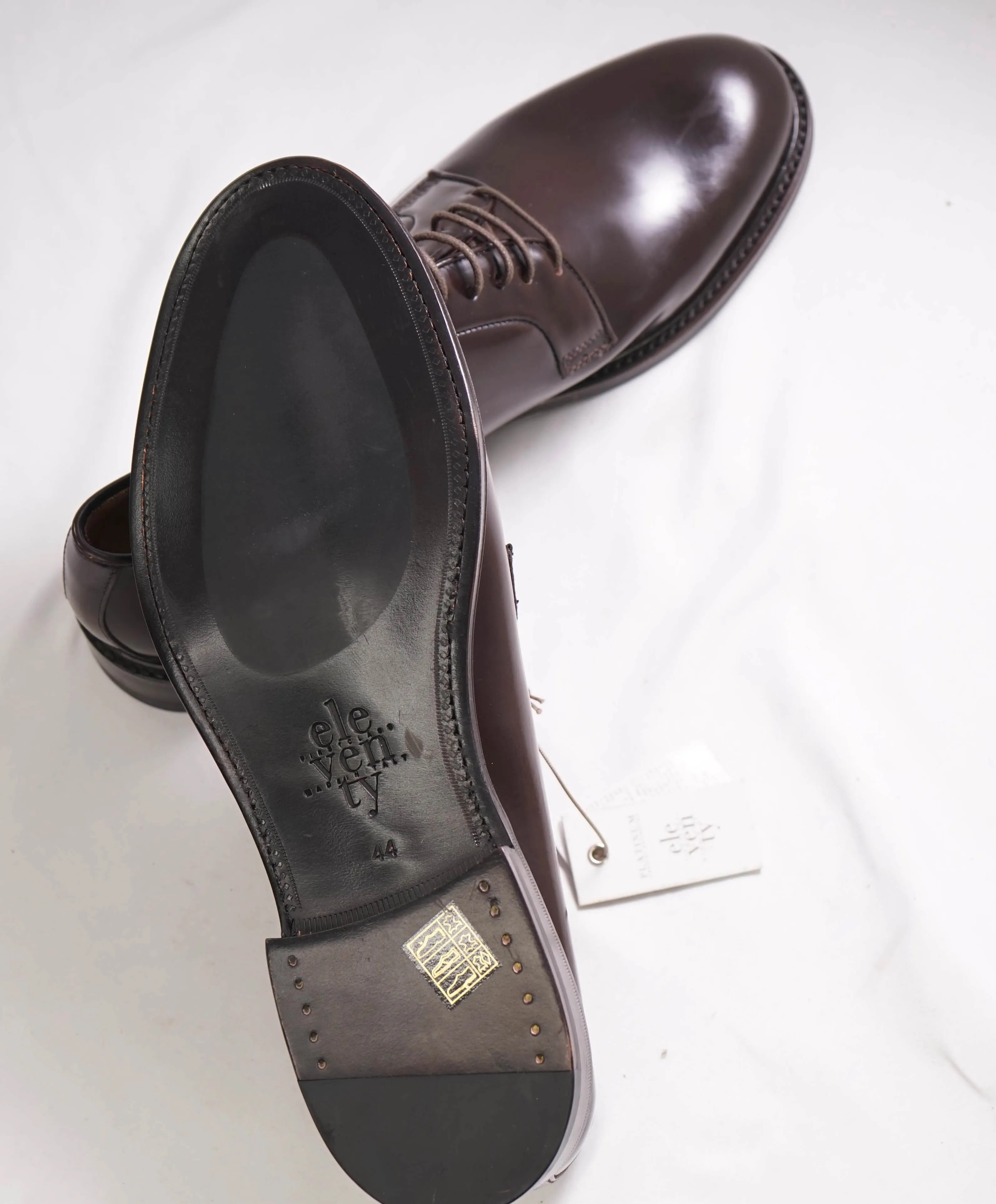 $895 ELEVENTY - Brown Derby Brunello Dress Shoes High Gloss - 11 US (44EU)