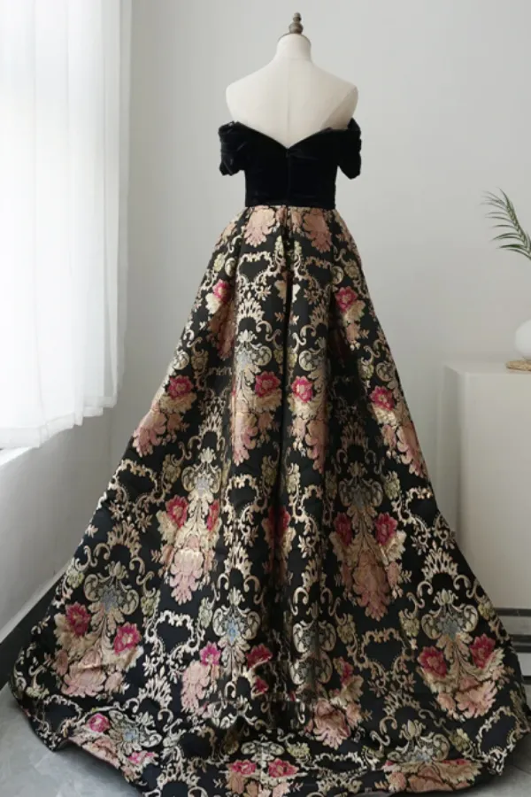 A Line Sweetheart Neck Satin Black Long Prom Dress, Black Formal Dress APP0869