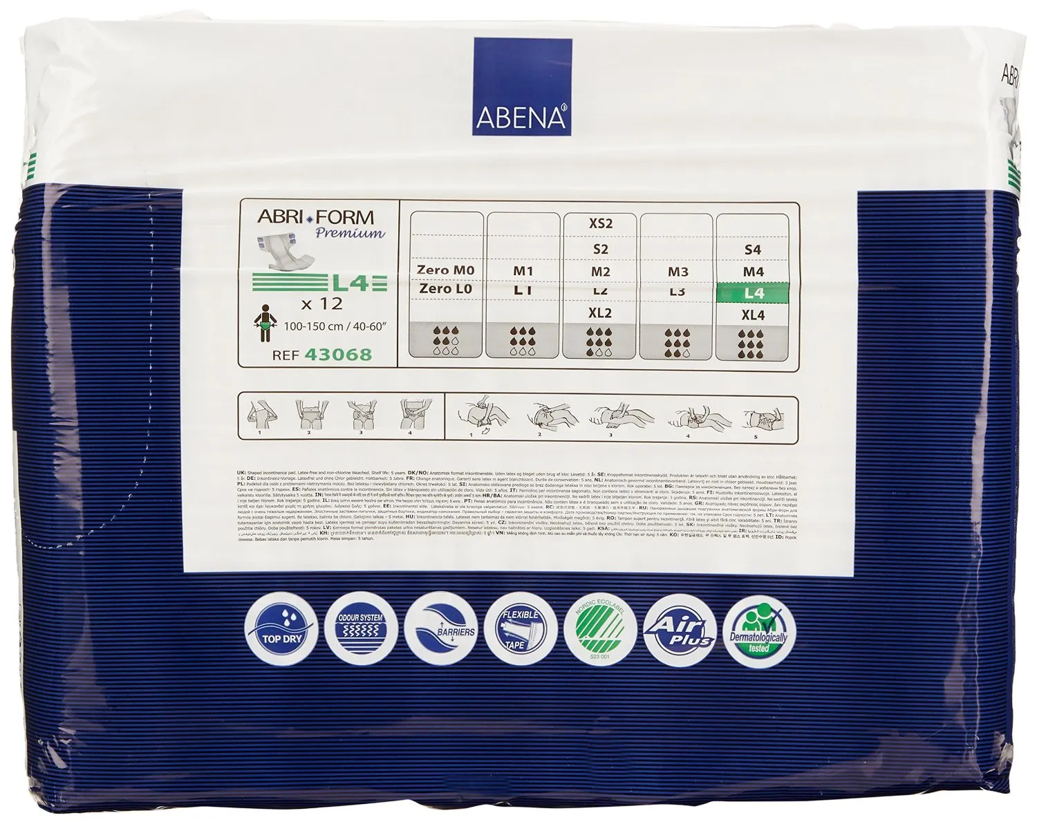 Abena 43068 Abri-Form Premium L4 Briefs, Large, Case/48 (4/12s)