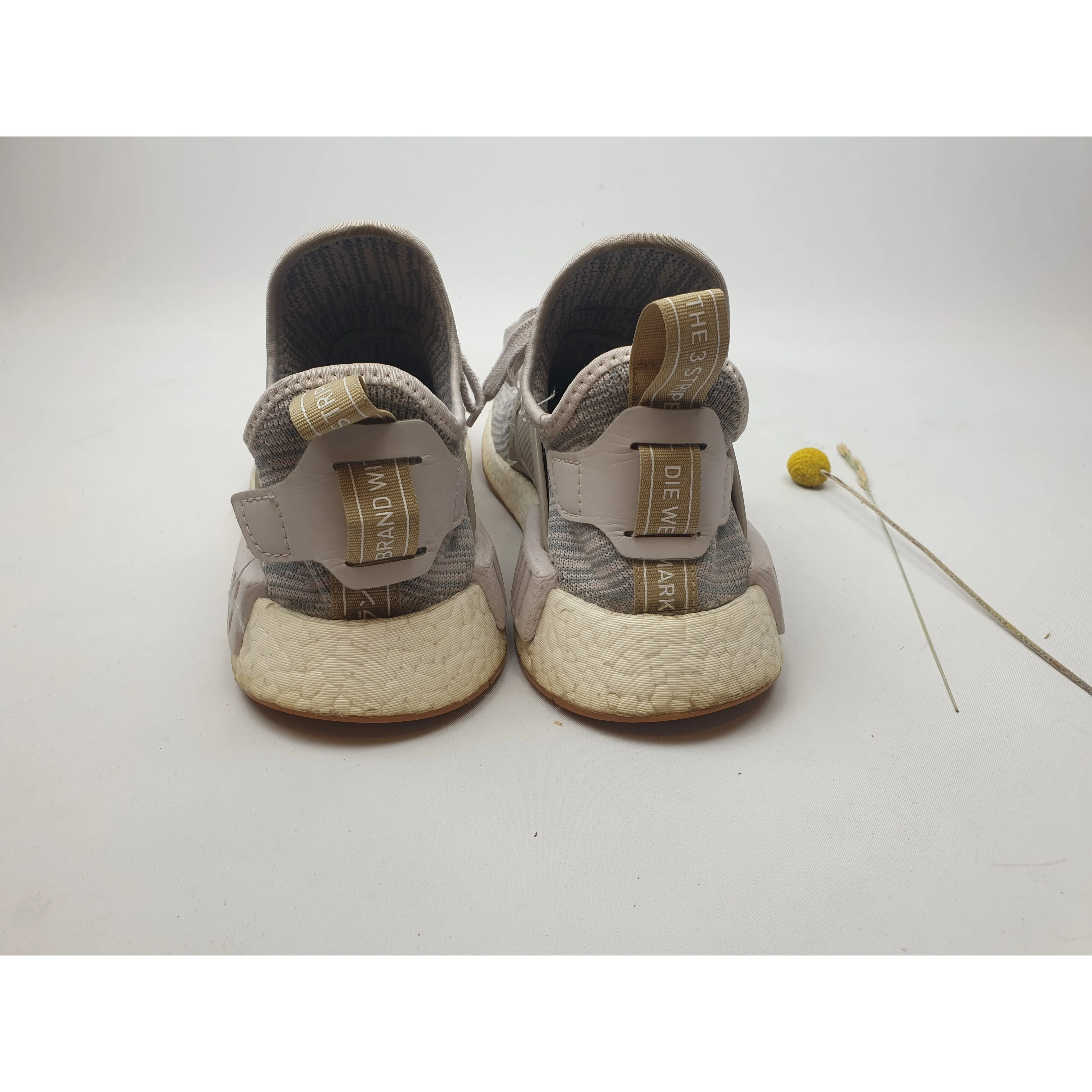 Adidas blue and grey stretchy knit style laceup shoes with chunky white sole size 8