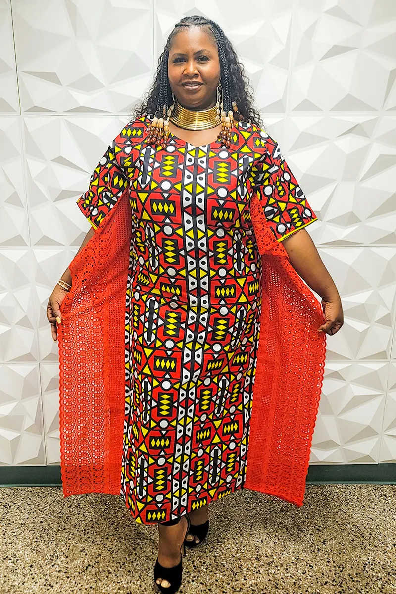 Africa Print Handmade Knitted Tye Dye Kaftan Nesra