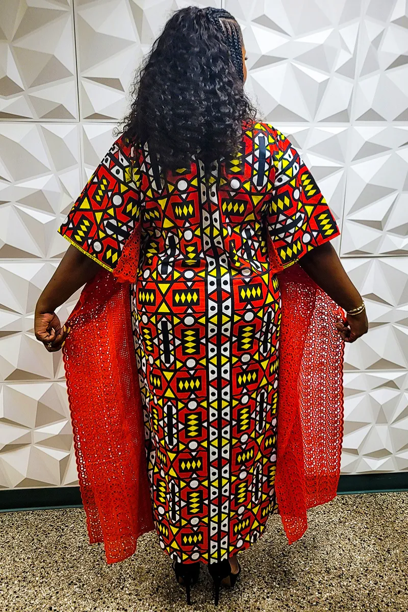 Africa Print Handmade Knitted Tye Dye Kaftan Nesra
