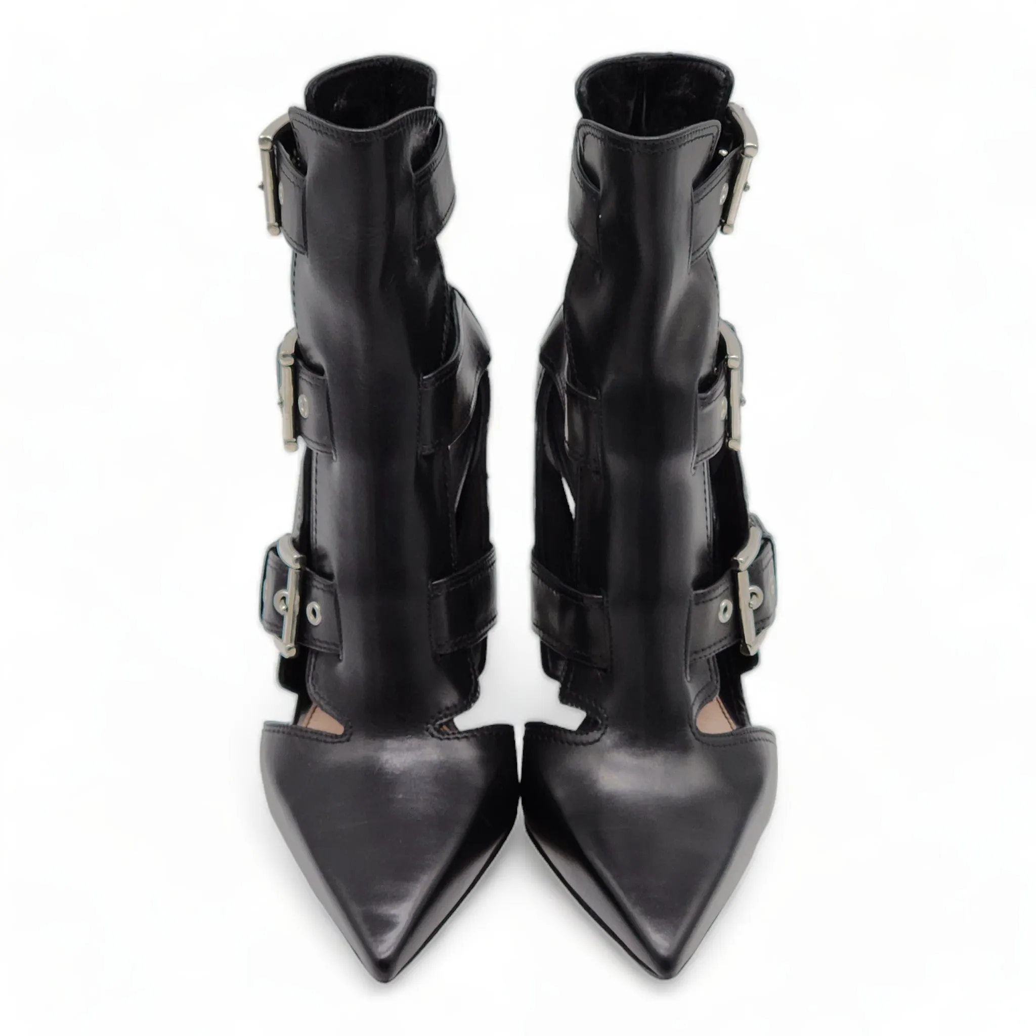 Alexander McQueen Cage Heeled Ankle Booties - Leather - Black