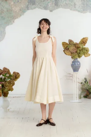 Amelia Dress, Sleeveless, Hemp, Milky White