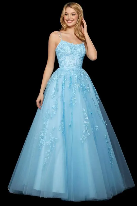 Anneprom A-Line Round Neck Yellow Tulle Lace Prom Dresses Formal Dresses APP0001