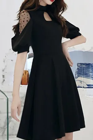 Anneprom A-line Short Prom Dress Black Short Dress Homecoming Dress APH0085