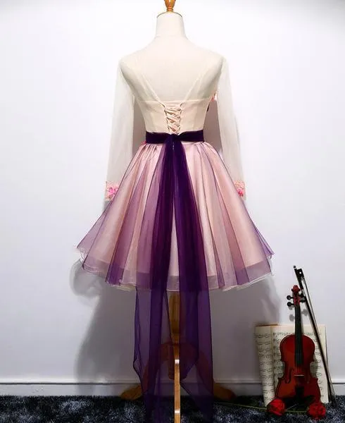 Anneprom A-line V-neck Tulle Homecoming Dress Short Prom Drsess  APH0090