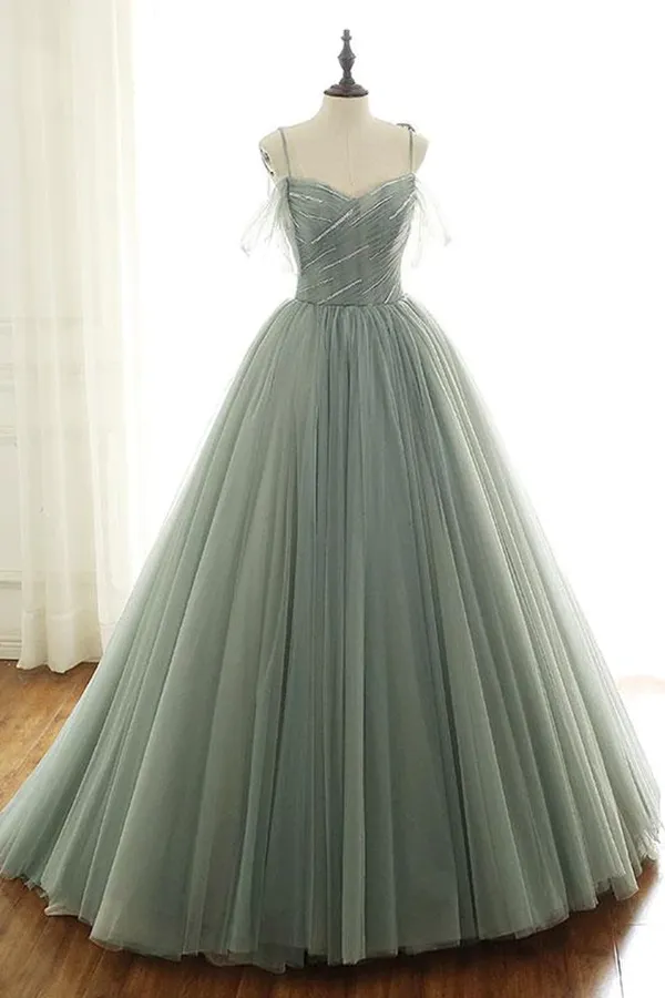 Anneprom Ball Gown Spaghetti Straps Long Prom Dress Quinceanera Formal Evening Dress APP0577