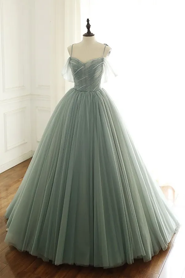 Anneprom Ball Gown Spaghetti Straps Long Prom Dress Quinceanera Formal Evening Dress APP0577