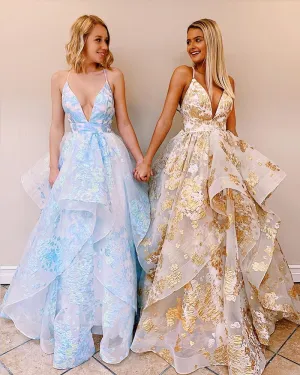 Anneprom Chic A-line Spaghetti Straps Lace Long Prom Dress Evening Dress APP0482