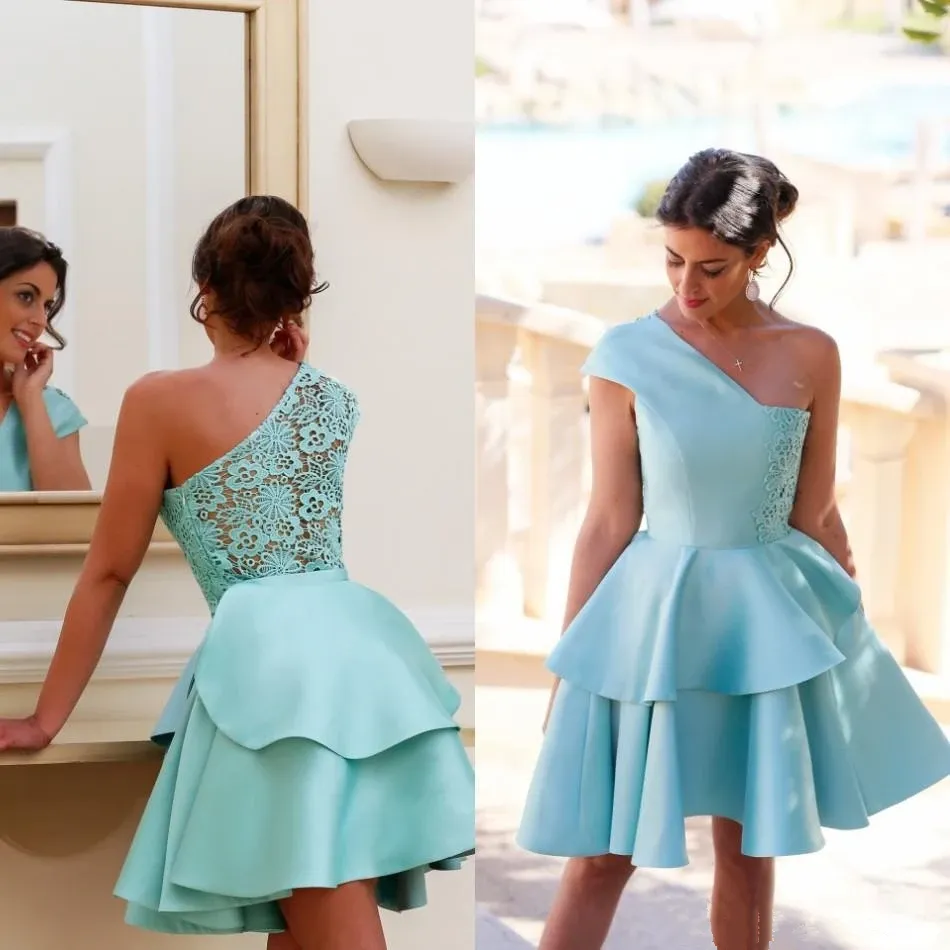Anneprom Cute A-line One Shoulder Short Prom Drsess Homecoming Dress APH0046