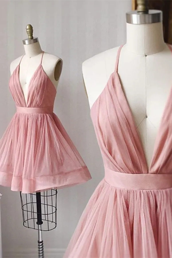 Anneprom Cute Little Blush Pink Skater Dress, Short Prom Dresses, Short Evening Dress APP0361