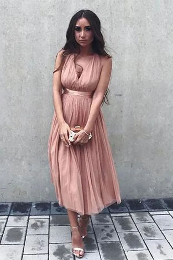 Anneprom Cute V Neck Tulle Short Prom Dress Homecoming Dresses APP0174